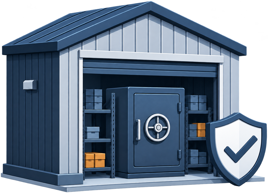 Secure warehouse storage illustration