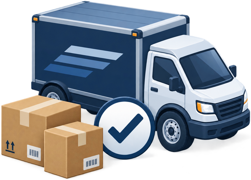 Shipment truck with packed boxes illustration